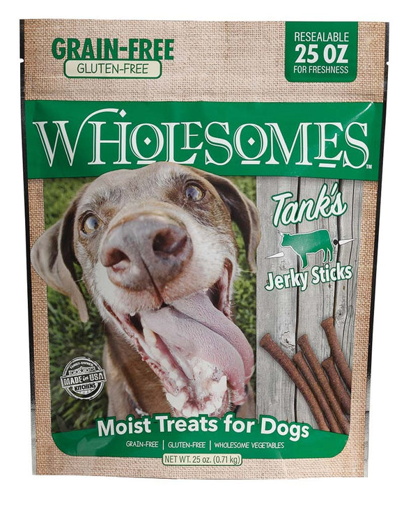 Wholesomes Tank's Beef Grain Free Jerky Sticks Moist Dog Treats 25oz